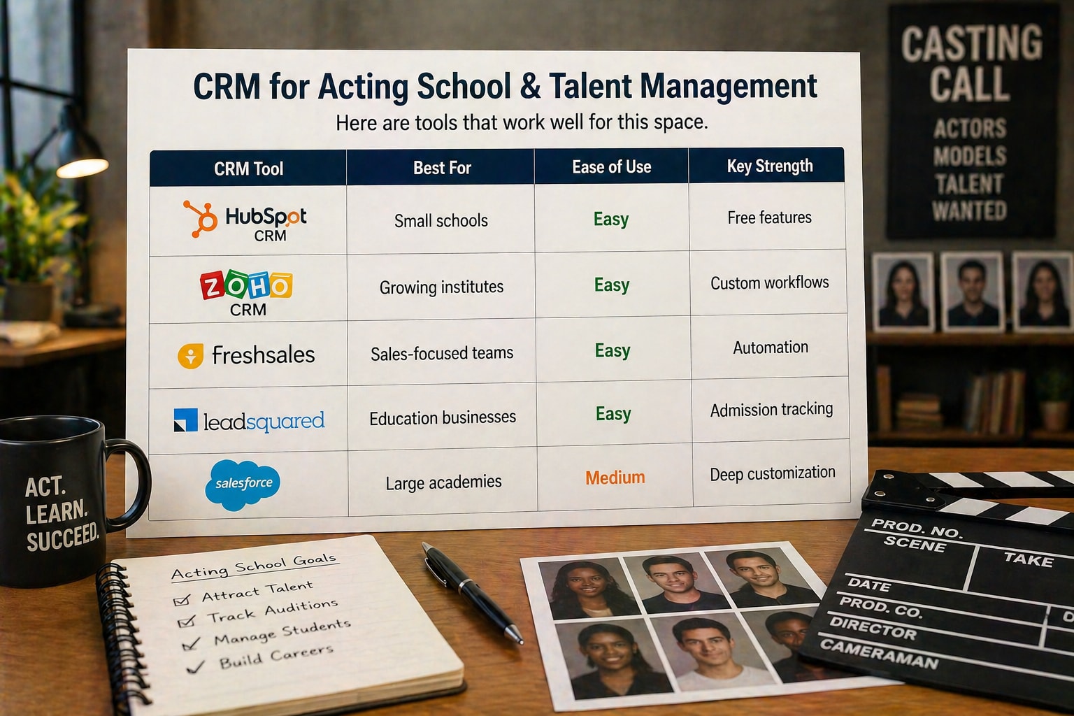 CRM for Acting School & Talent Management Comparison Table