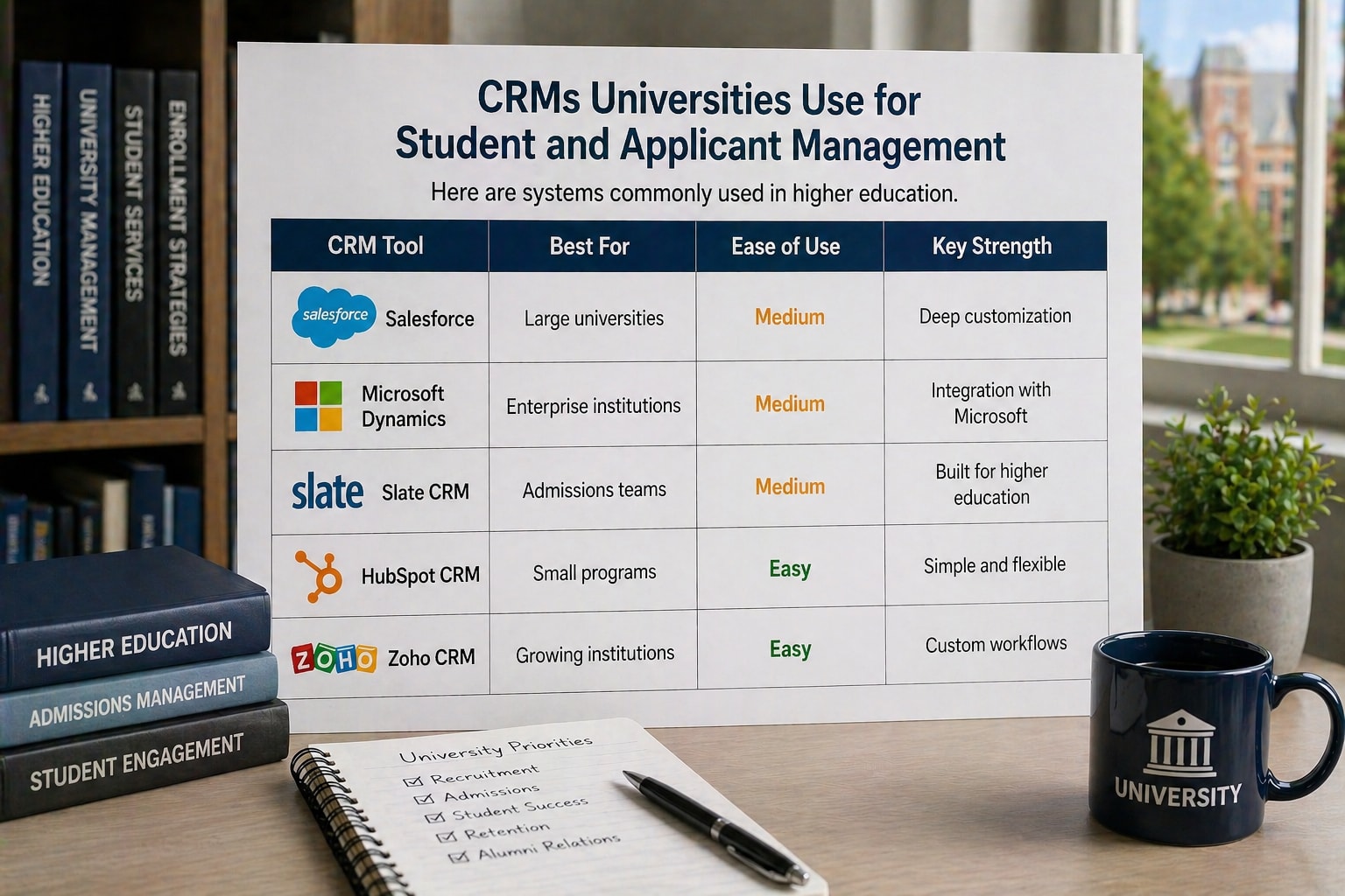 CRMs Universities Use for Student and Applicant Management Comparison Table