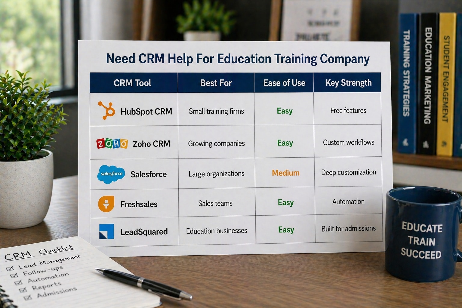 Need CRM Help For Education Training Company Comparison Table